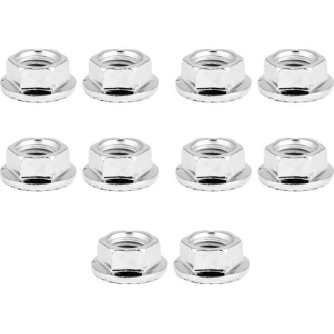 10 Sechskantmuttern mit Feingewinde, Flansch und Unterlegscheibe (1/5)