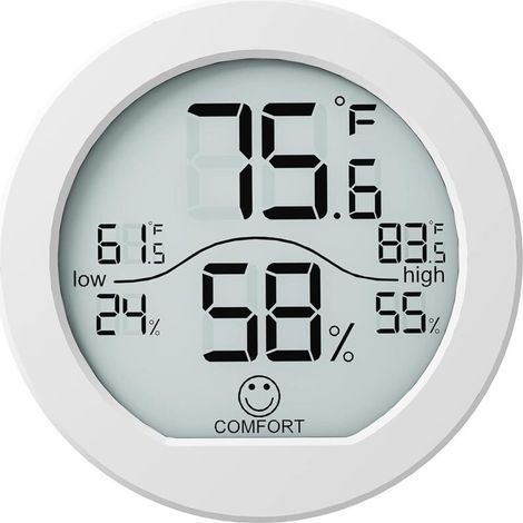 Thermomètre hygromètre numérique, étalonnage de précision, capteur de température LCD, avec enregistrement maximum et minimum, blanc (1/5)