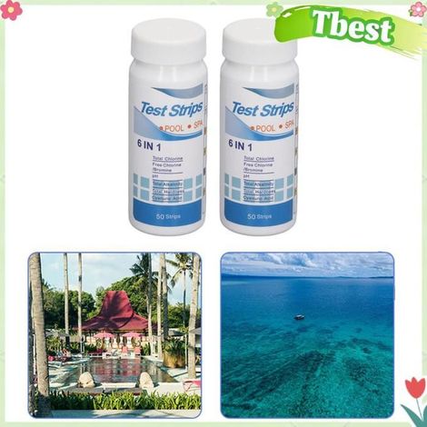 Tbest de test PH de Test de PH 6 en 1, 100 pièces, papier de Test de tournesol, de dureté du chlore, piscine controle (1/5)