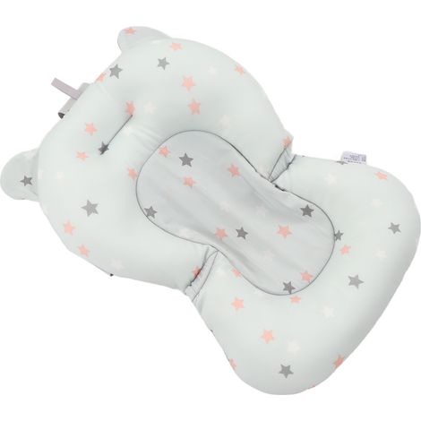 Coussin de bain flottant, sûr, pliable et réglable pour nouveau-né, bleu clair à étoiles (1/5)