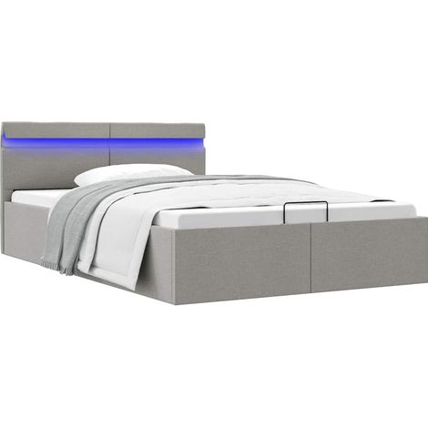 Bett mit Bettkasten Hydraulisch LED Hellgrau Stoff 120x200 cm vidaXL (1/5)