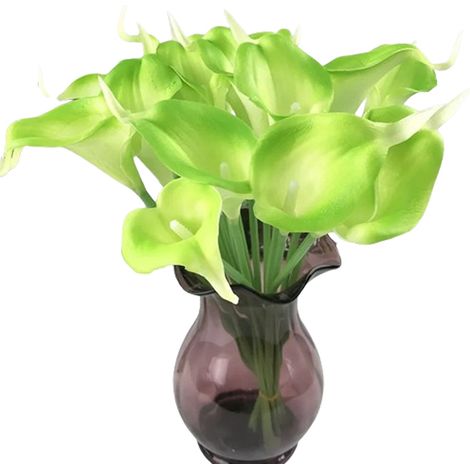 Fleur Artificielle Calla Lily - Tige Flexible en Fil Métallique Enrobé Plastique - Décoration Mariage Fête Intérieur Extérieur - Lot de 10 Pièces (1/5)