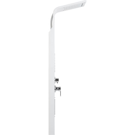 HALOYO Pannello Colonna Doccia in Acciaio Inox, Funzioni da massaggi, doccia a pioggia e doccetta 140207cm bianco