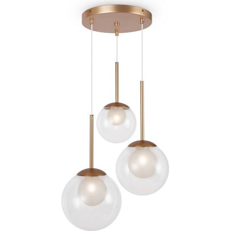 Suspension Maytoni Basic-Form laiton 3 globes verre G9 (1/2)