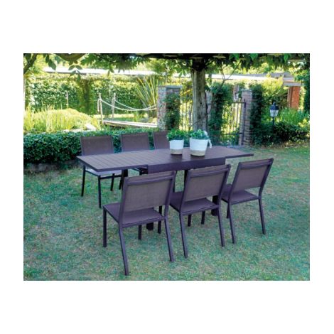 Tavolo allungabile in alluminio cioccolato, con piano a doghe 106-212x75 cm MALIGI HOME MG/SALMONE Antracite (1/2)
