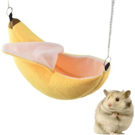 Bananenbett für Hamster, 2-teilig, Hamsterhaus, Hängematte für Kleintiere, Hamsterkäfig, Hamsternest, Zubehör für Gleithörnchen (1/5)