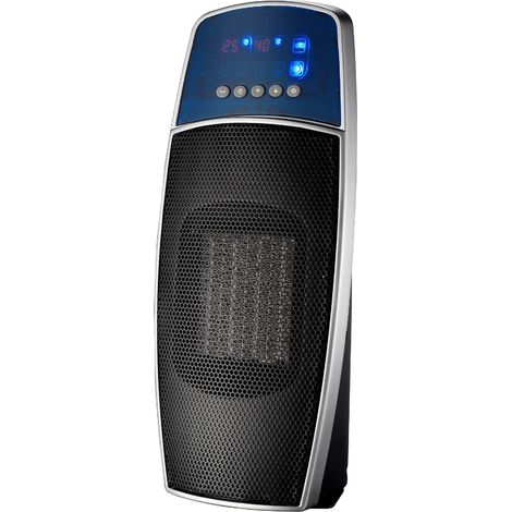 Radiateur soufflant céramique - 1500 watts - Télécommande - Thermostat électronique - Anti-basculement et Anti-surchauffe - Noir/Gris (1/2)