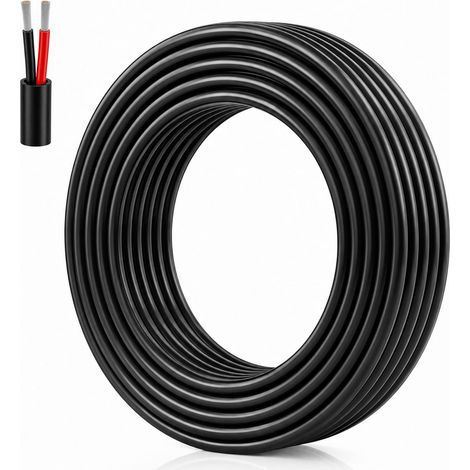Câble Électrique 20 AWG 2 Conducteurs 10 m 2x0,5 mm², Fil Électrique Rouge et Noir en Cuivre Étamé Souple, Câble Basse Tension pour Ruban LED, Éclairage LED, DIY, Automobile (1/5)