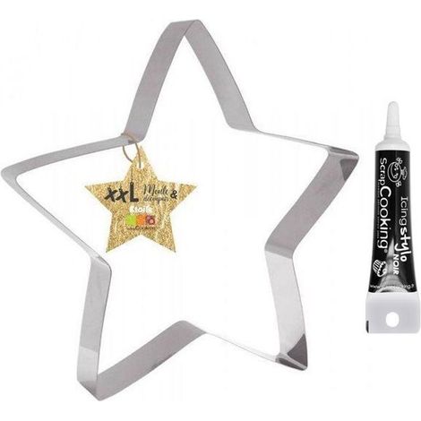 Découpoir à pâtisserie inox XXL Etoile + Stylo de glaçage noir