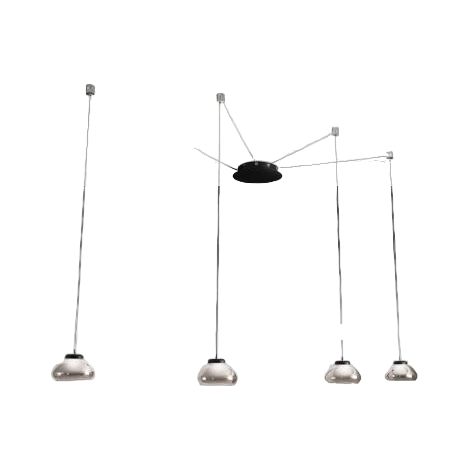 Lustre Suspension Arabella Led En Métal Et Verre Soufflé Fumé 3547-49-126 Fabas Luce (1/5)