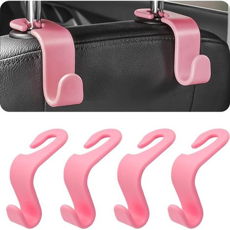 Sei ganci per poggiatesta dei sedili posteriori dell'auto, adatti per appendere borse, cappotti in tessuto, borse della spesa, ecc. (rosa) (1/4)