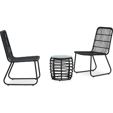 Ensemble Table + 2 chaises de bistro - Table à manger avec Chaises Résine tressée Noir BV931067 - BonneVie (1/5)