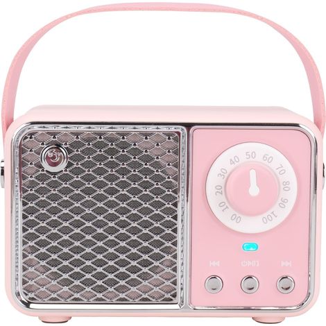 Décoration de chambre kawaii - Enceinte Bluetooth rétro sans fil, style rétro mignon rose, pour cuisine, bureau, fête et extérieur, accessoires vintage, rose pâle