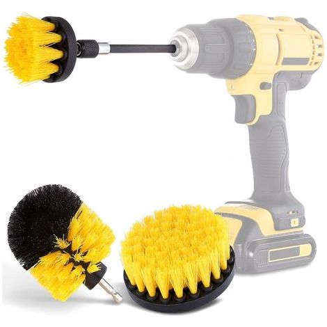 Kit de nettoyage de brosses pour perceuse (4 pièces) avec rallonge – Brosses de nettoyage électriques pour la maison, les voitures, les joints de carrelage et les moyeux de roues (1/5)