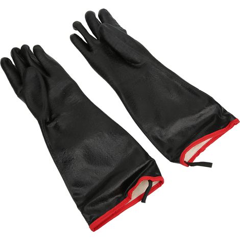 Gants de protection thermique 18 pouces ignifuges, résistants à la flamme et à l'huile, en néoprène épais, adaptés au four et barbecue, paire double face. (1/5)