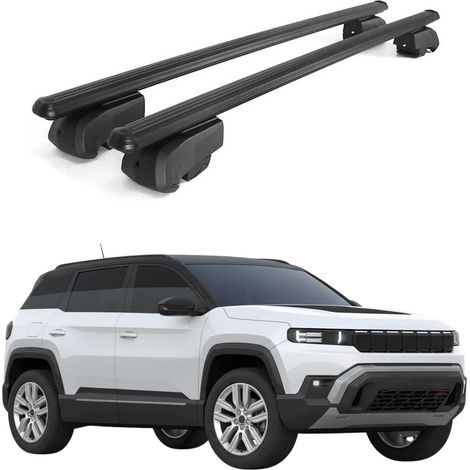 OMAC Barres de toit en aluminium pour Jeep Compass III J4U ab 2026 – City Crash – ISO/PAS 11154:2006 – Antivol inclus – Charge max 75 kg – 2 barres Noir (1/4)