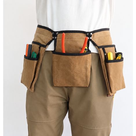 Tablier sacoche porte-outils ceinture demi-corps toile cirée kaki porte-marteau 33 × 29 × 2 cm 600 g – Livraison gratuite (1/5)