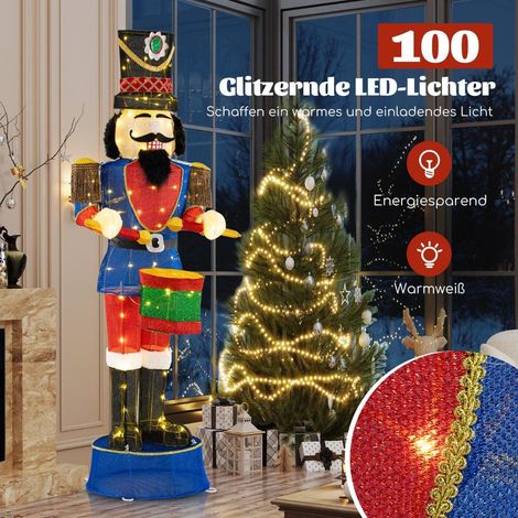 Schiaccianoci natalizio illuminato da 185 cm con tamburo
