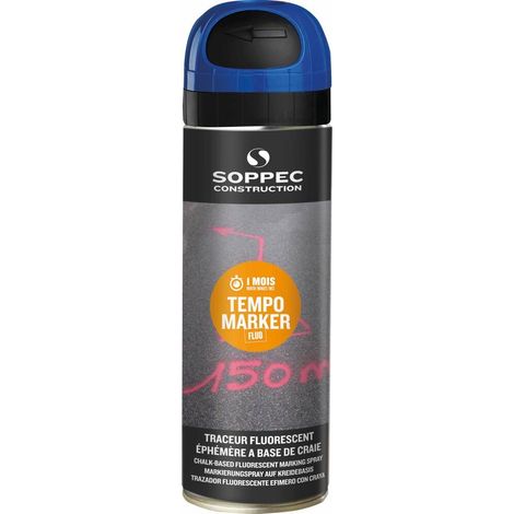 SOPPEC - Peinture traceur de chantier 5 à 15 jours bleu fluo - aérosol 650ml - 10101