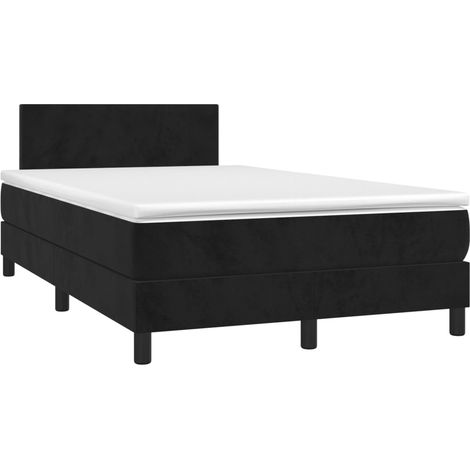 Sommier à lattes de lit avec matelas Noir 120x200 cm Velours vidaXL (1/5)