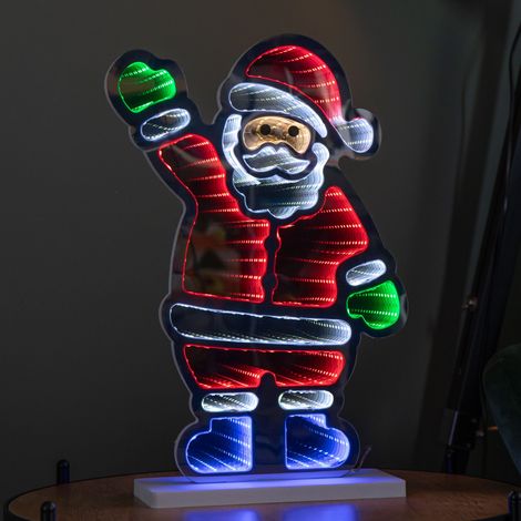 40cm Light up Waving Santa Infinity Light Christmas Decoration with Multi-Coloured LEDs (1/5)