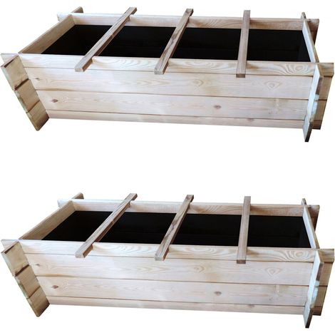Onlywood Confezione 2 Pezzi Orti Rialzati 4 Scomparti in Legno Trattato 120 x 40 x 27 cm