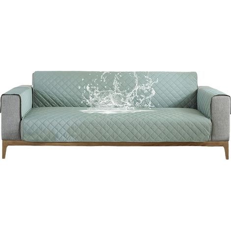 One-Piece Waterproof Non-Slip Sofa Cover for Pets (Light Green, 2 Seater) Sofa Slipcover with Armrests