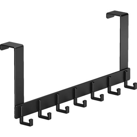 Porte Manteau pour Porte, Noir Patère Acier inoxydable,6 Crochets Porte Manteaux pour Chambre à Coucher Salle de Bains Porte de Cuisine (1/5)