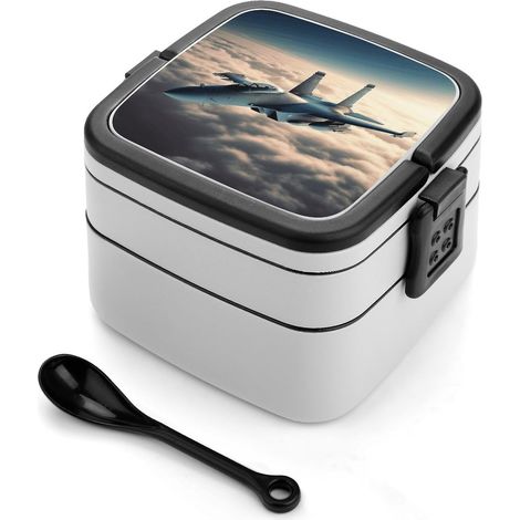 Boîte à bento double couche en forme d'avion de chasse, design (1/5)