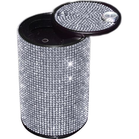 Cendrier en aluminium cristal sans fumée avec couvercle inox ignifuge pour voiture femme maison bureau (1/5)