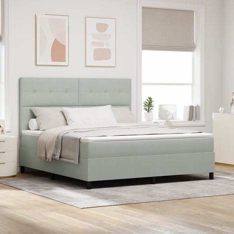 Box Spring Bed with Mattress Light Grey 180 x 200 cm Velvet vidaXL (1/5)