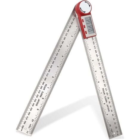 Règle D'angle Numérique, 0-360 ° Numérique Inclinomètre En Acier Inoxydable Rapporteur D'angle Règle avec LCD Affichage pour Travail Du Bois Construction Réparation (1/4)