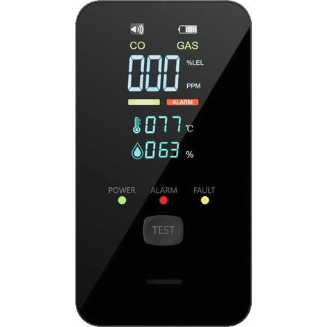 Détecteur 4-en-1 de monoxyde de carbone, détecteur de fuites de méthane et de gaz naturel, alarme domestique et commerciale contre le CO et le gaz (1/4)