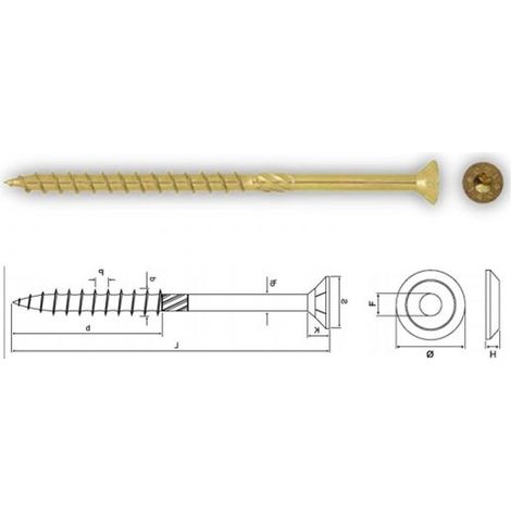 20 PEZZI VITE VITI TORX PER LEGNO 6x100mm ZINCATE GIALLE FM-WOOD PRO FRIULSIDER