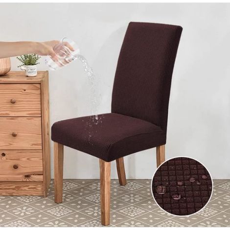 Housses de Chaise - Non spécifié - 4 Pièces - Extensible - Polyester - Marron (1/4)