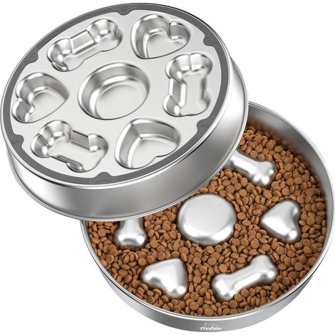 Ciotola per cani, anti-ingestione, per cani di taglia media e grande, per alimentazione lenta, antiscivolo, in acciaio inox 304, lavabile in lavastoviglie. (1/4)