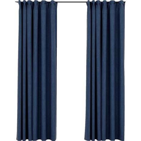 Maison Exclusive - Verdunkelungsvorhänge Haken Leinenoptik 2 Stk.