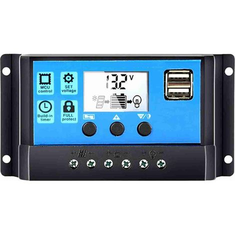 Régulateur de chargeur de batterie pour panneau solaire 12V/24V auto avec double port USB pour bricolage (1/2)