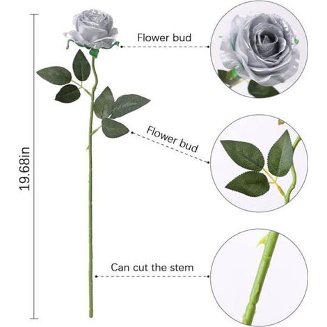 Lot de 10 roses artificielles en soie pour mariage, bouquet de mariée, jardin, anniversaire, fête, décora FLEUR-PLANTE ARTIFICIELLE (1/5)