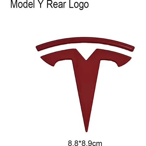 (Y-Arrière Rouge) - Autocollant logo 3D ABS pour volant de voiture, emblème avant, capot, badge arrière, compatible avec Tesla Model Y, accessoires de remplacement (1/5)