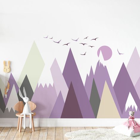 Stickers muraux enfants - Décoration chambre bébé - Autocollant Sticker mural géant enfant montagnes scandinaves JAZKA - 40x60cm (1/5)