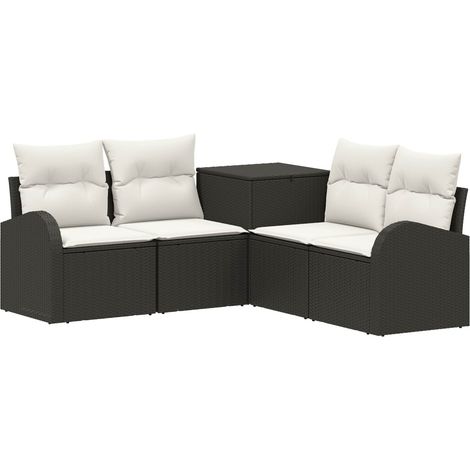 vidaXL Set di divani 5 pz Nero e Bianco Crema 179 x 179 x 85 cm (1/5)