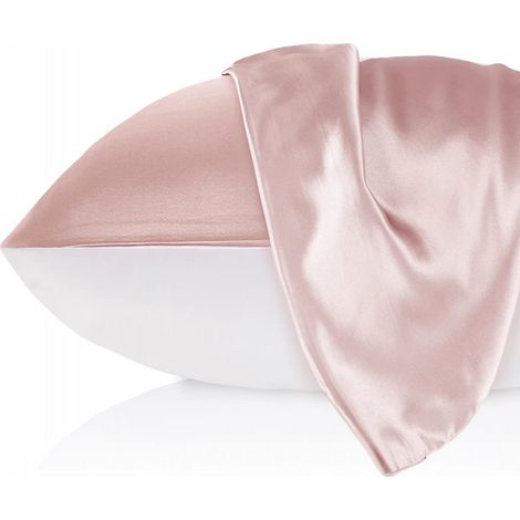 Taie d'oreiller en soie pour les cheveux et la peau, avec fermeture éclair invisible 48 x 74 cm