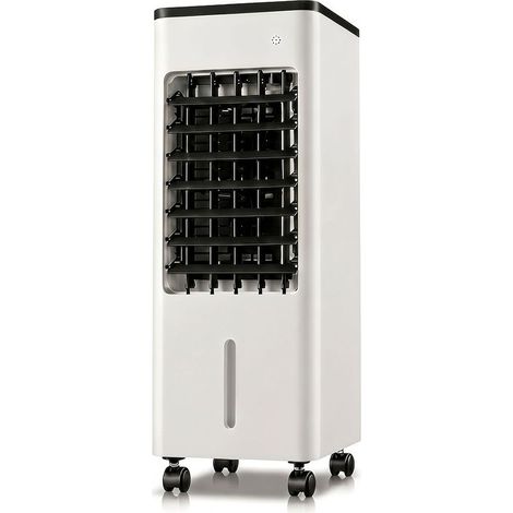 Rafraîchisseur d'air sur roulettes avec télécommande, ventilateur refroidisseur à eau 3 vitesses, oscillation, minuterie 8 h, réservoir 4,1-6 L, ions négatifs, ventilateur mobile, Noir