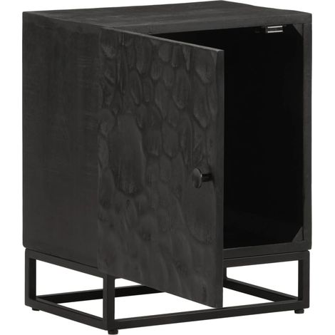 Maison Exclusive - Comodino Nero 40x30x50 cm in Legno Massello di Mango e Ferro (1/5)
