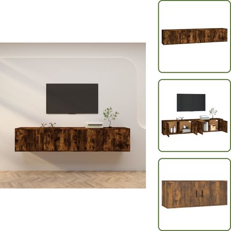 Muebles de madera - vidaXL Muebles para TV de pared 2 uds roble ahumado 100x34,5x40 cm - Muebles de pared para TV