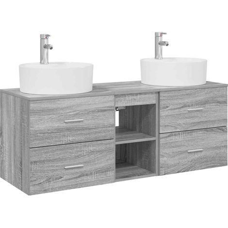 Bathroom Cabinet Set 3 pcs Grey Sonoma 49.5 x 44.5 x 65 cm vidaXL (1/5)