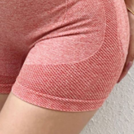 Hochgeschnittene, nahtlose und sehr dehnbare Yoga-Shorts für Damen, ideal für Yoga, Fitness und Laufen. Rot, Größe M, geeignet für Personen mit einem Gewicht zwischen 40 und 60 kg. (1/5)