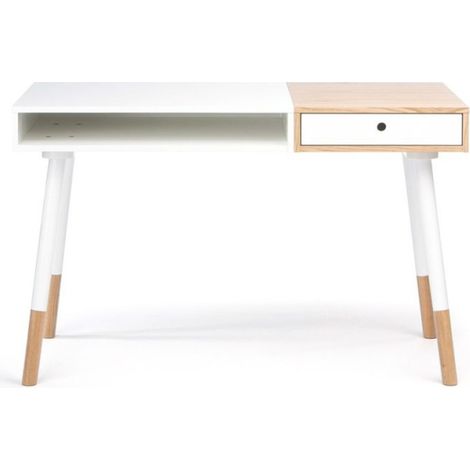 Bureau Design "Sonnenblick" 120cm Blanc & Chêne (1/3)