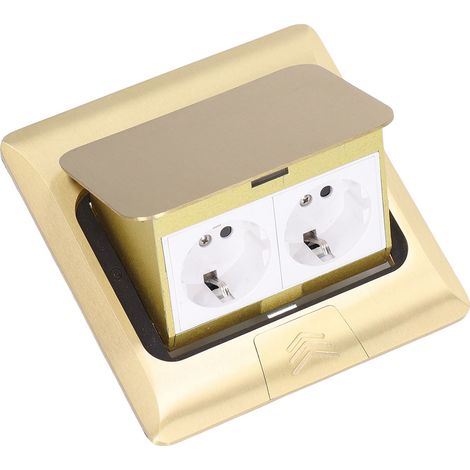Versenkbare Bodensteckdose, EU-Standard, 2-polige Tischsteckdose, Messing, goldfarben, 16 A, 250 V AC (1/5)